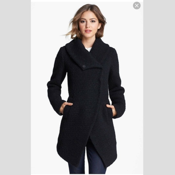 Dawn Levy Adelaide Coat Lacket Sz M $695 Navy Blue Boucle Wool Asymmetrical - Picture 3 of 11